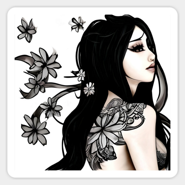 Asian Tattoo Girl Sticker by animegirlnft