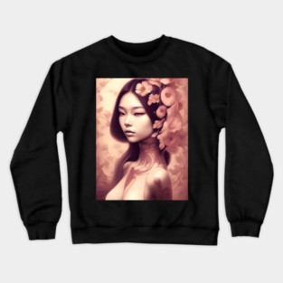 Beautiful Asian Woman Painting Crewneck Sweatshirt