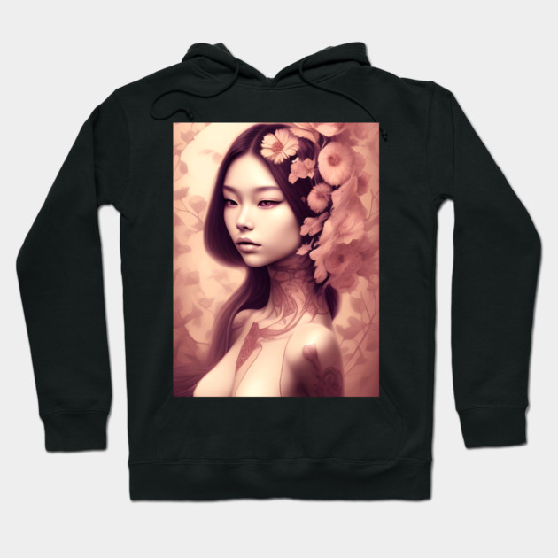 Beautiful Asian Woman Painting Hoodie by animegirlnft