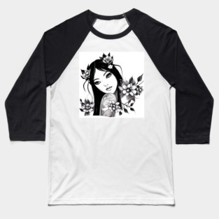 Beautiful Asian Girl Tattoo Art Baseball T-Shirt