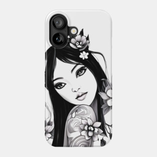 Beautiful Asian Girl Tattoo Art Phone Case
