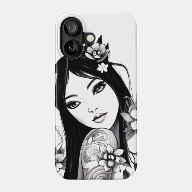 Beautiful Asian Girl Tattoo Art Phone Case by animegirlnft