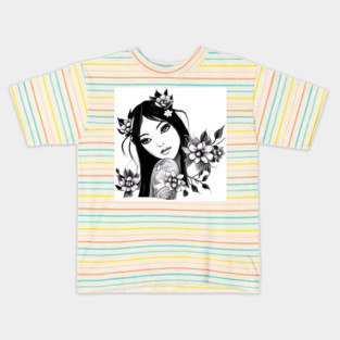 Beautiful Asian Girl Tattoo Art Kids T-Shirt