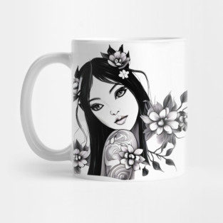 Beautiful Asian Girl Tattoo Art Mug