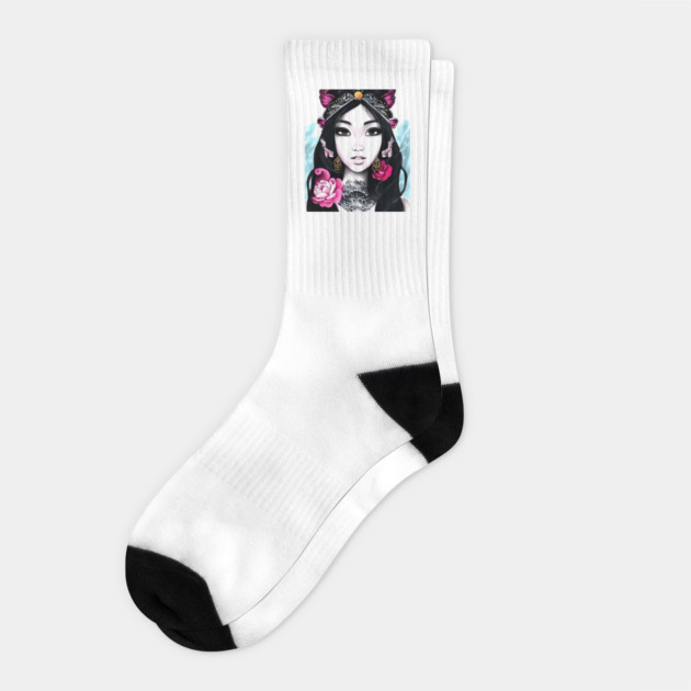 Cute Korean Girl Socks by animegirlnft