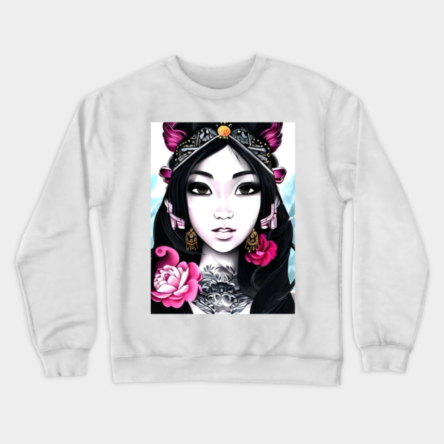 Cute Korean Girl Crewneck Sweatshirt by animegirlnft