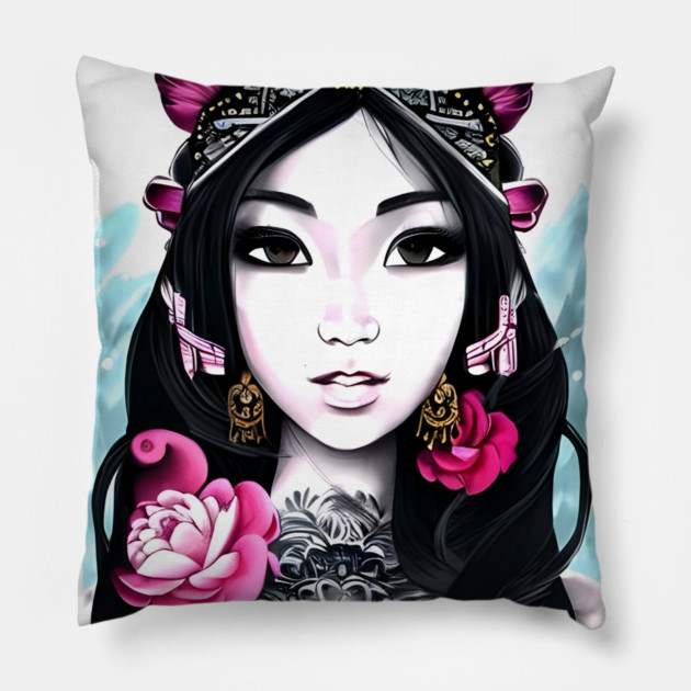 Cute Korean Girl Pillow by animegirlnft