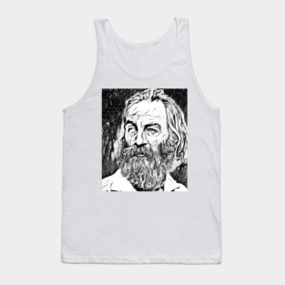 Walt Whitman Portrait | Walt Whitman Artwork Black and White 3 Tank Top