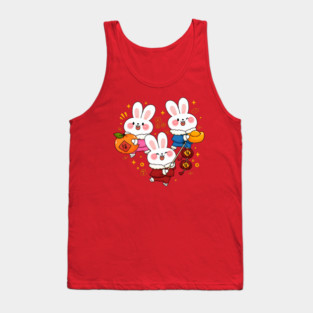 Three Bunnies Celebrate Chinese New Year Tank Top