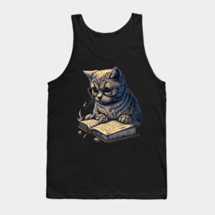 Book Worm Cat Tank Top