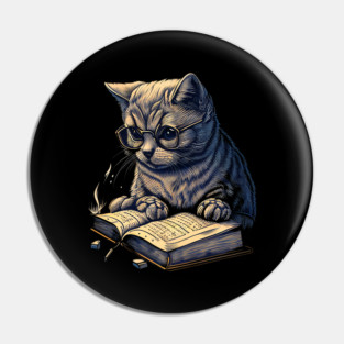Book Worm Cat Pin
