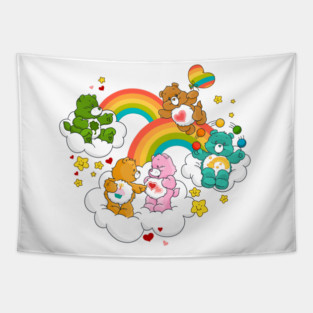 Care Bear Rainbow Nostalgic 80s Retro Vintage Childhood Cartoon Tapestry