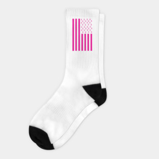 Pink Ribbon American Flag Breast Cancer Awareness Socks