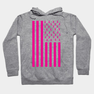 Pink Ribbon American Flag Breast Cancer Awareness Hoodie