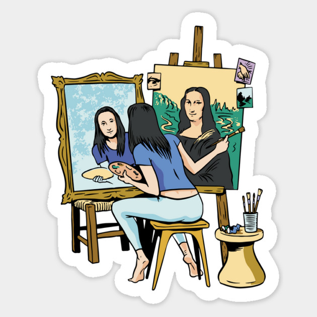 Mona Lisa Self Portrait Sticker by Cosmo Gazoo