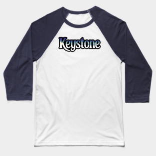 Keystone Mountain Panorama Text Design Baseball T-Shirt