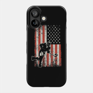 USA Flag Hockey Player Phone Case