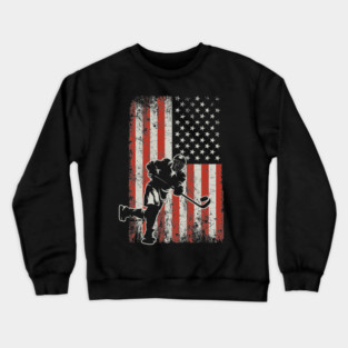 USA Flag Hockey Player Crewneck Sweatshirt