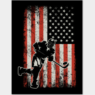 USA Flag Hockey Player Posters and Art