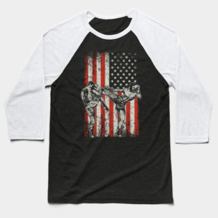 USA Flag MMA Mixed Martial Arts Baseball T-Shirt
