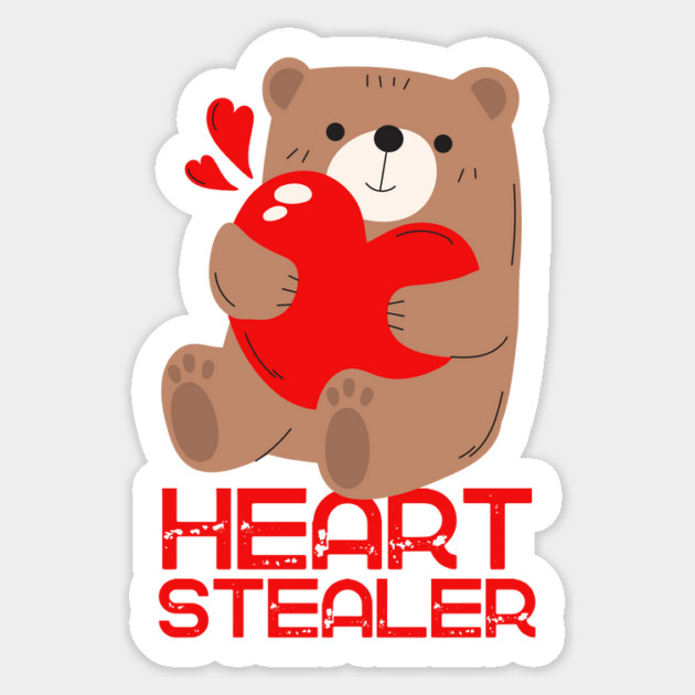 Hearts Stealing Stealer Adorable Bear Valentine's Day Sticker by The WYLD Tribe