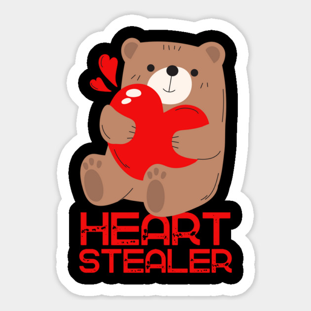 Hearts Stealing Stealer Adorable Bear Valentine's Day Magnet by The WYLD Tribe