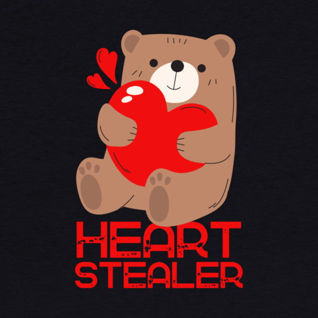 Hearts Stealing Stealer Adorable Bear Valentine's Day by The WYLD Tribe