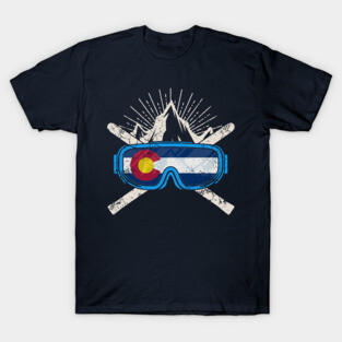 Colorado Flag Ski Skiing T-Shirt