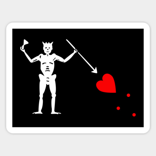 Pirate Flag Blackbeard Skeleton Flag Magnet by Yesteeyear