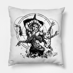 Kali Goddess Black Ink Transparent Pillow