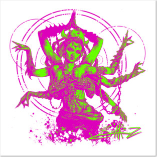 Kali Goddess Pink Green Posters and Art