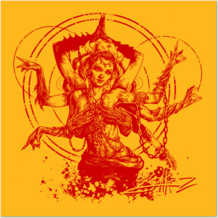 Kali Goddess Red Ink Transparent Posters and Art