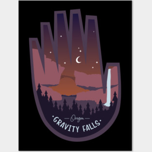 Gravity Falls Oregon at Night Posters and Art