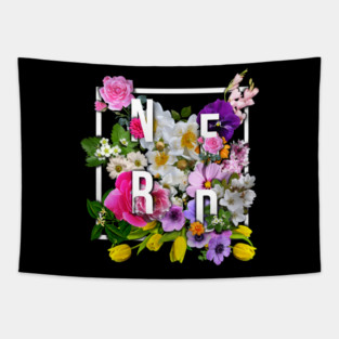 Nerd In Flower Frame Tapestry