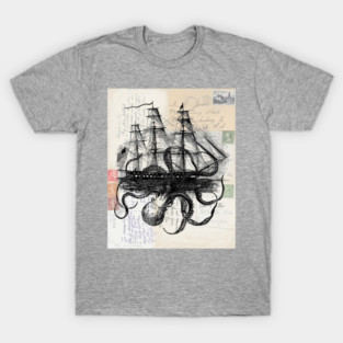 Octoship on Old Postcards T-Shirt