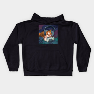 Gamer cat! (Second in the series) Kids Hoodie