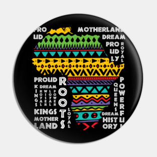 Africa Map Traditional Dashiki Pattern Art African Pride Pin