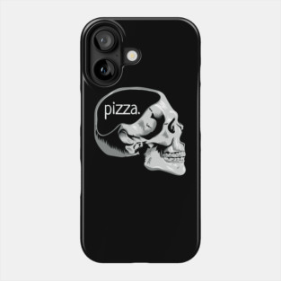Funny Skull Pizza on the Mind Pun Novelty Graphic Art Pizza Lover Design Phone Case