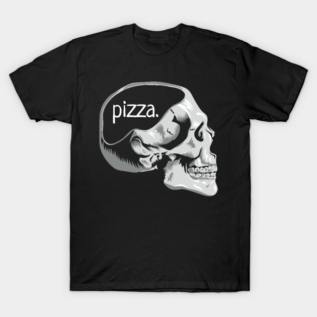 Funny Skull Pizza on the Mind Pun Novelty Graphic Art Pizza Lover
