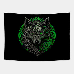 Celtic Irish Knot with Wolf Design - St Patrick Tapestry