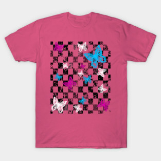 Butterfly Checkerboard (Dark Version) T-Shirt