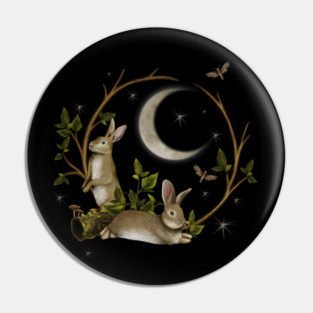 Moon and Stars Rabbits Pin