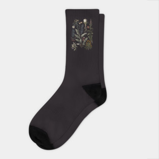 Dark Academia Botanical Poster Socks
