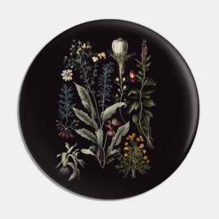 Dark Academia Botanical Poster Pin
