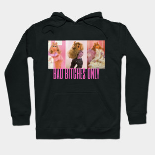 miss piggy bad bitches only, vintage miss piggy icon tee, the muppets, body positivity empowerment feminist, pink and purple, statement tee Hoodie