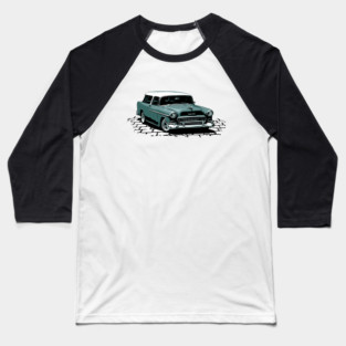 55 Chevy Nomad, Teal 1955 Chevrolet Bel Air Nomad hot rod Baseball T-Shirt