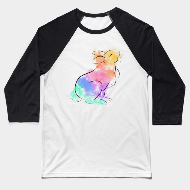 Rainbow Rabbit Baseball T-Shirt by DeguArts