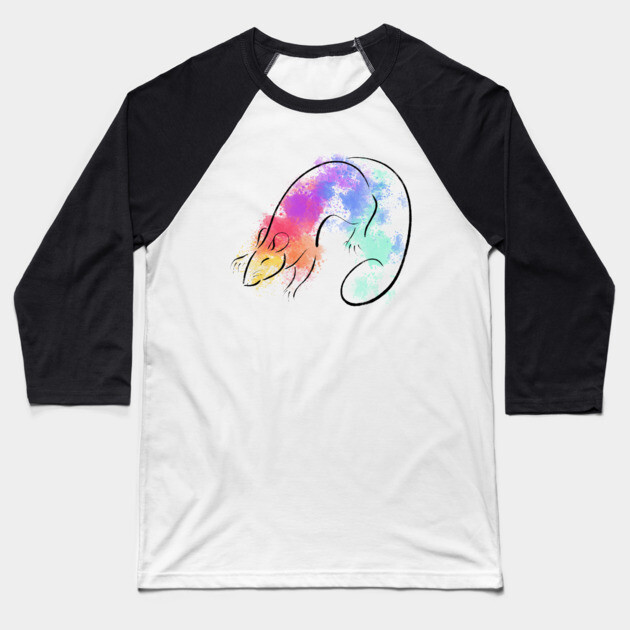 Rainbow Rat Baseball T-Shirt by DeguArts