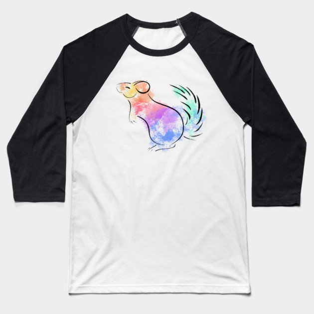 Rainbow Chinchilla Baseball T-Shirt by DeguArts