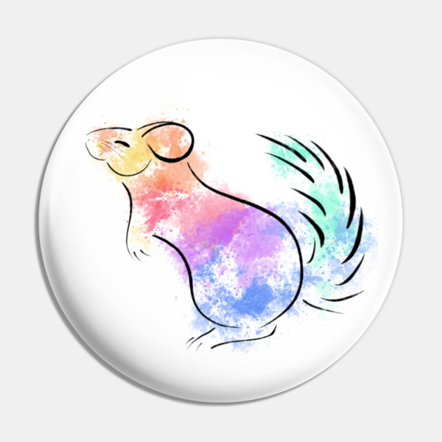Rainbow Chinchilla Pin by DeguArts
